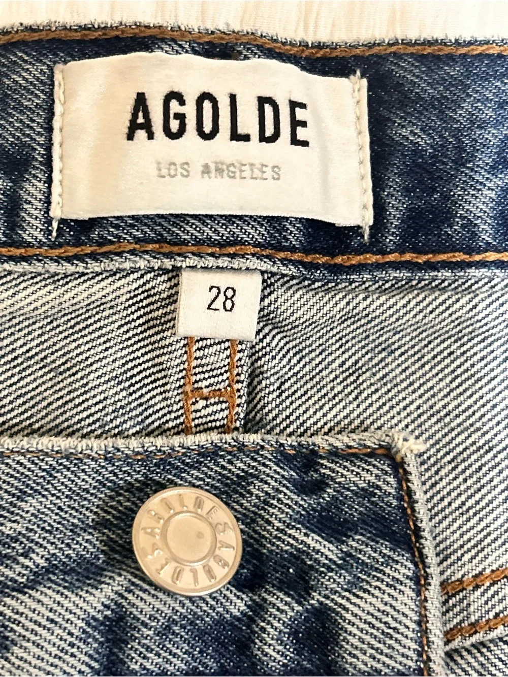 AGOLDE Carrie Long Length Cut Off Shorts SIZE:28